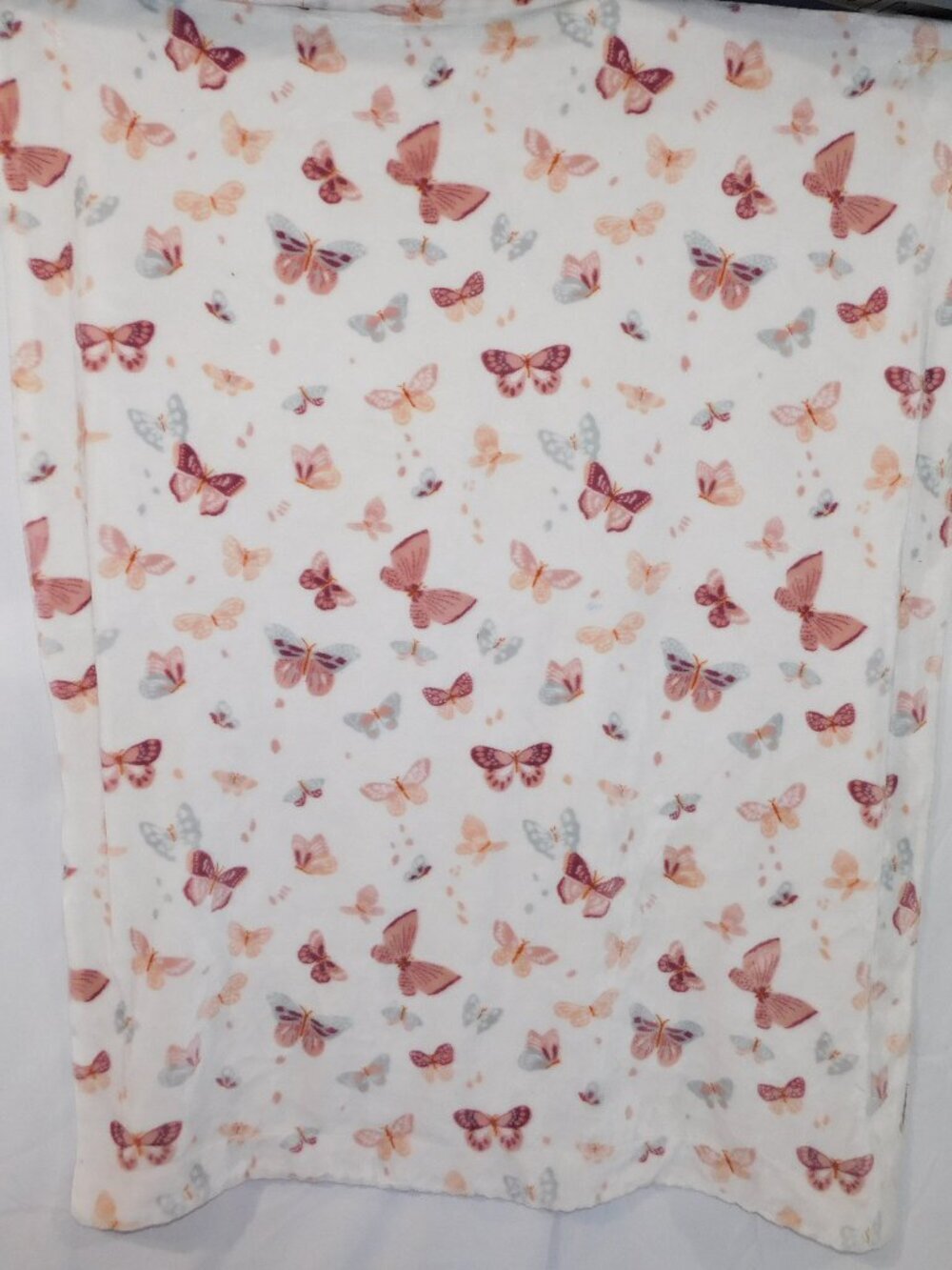Rachel Zoe Plush Fleece Baby Blanket Butterflies Moths Pink Maroon 29" x 39"